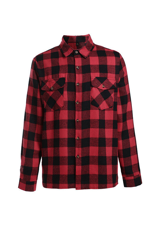 A Long-sleeved Pocket Checked Shirt With A Lapel For Young Men In Autumn And