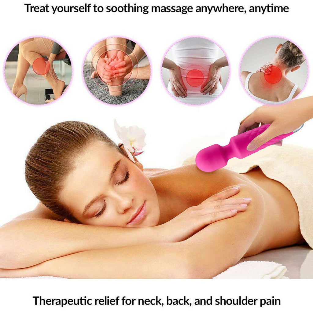 Magic Massage Wand Muscle Relaxation Massager 20 Speed Vibrating Full Body Therapy Motor USB Rechargeable