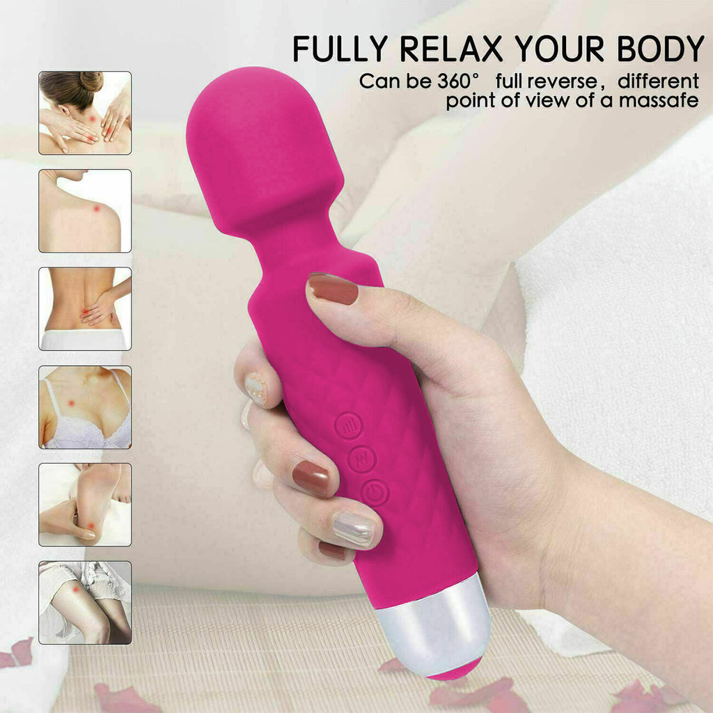 Magic Massage Wand Muscle Relaxation Massager 20 Speed Vibrating Full Body Therapy Motor USB Rechargeable